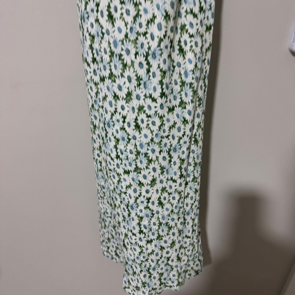 Reformation Beauden Sleeveless V Neck Crepe Midi Dress White Green Floral M - Picture 4 of 9
